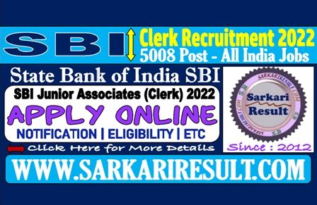 SBI Clerk 2022 Final Result 2023 for 5008 Post .
